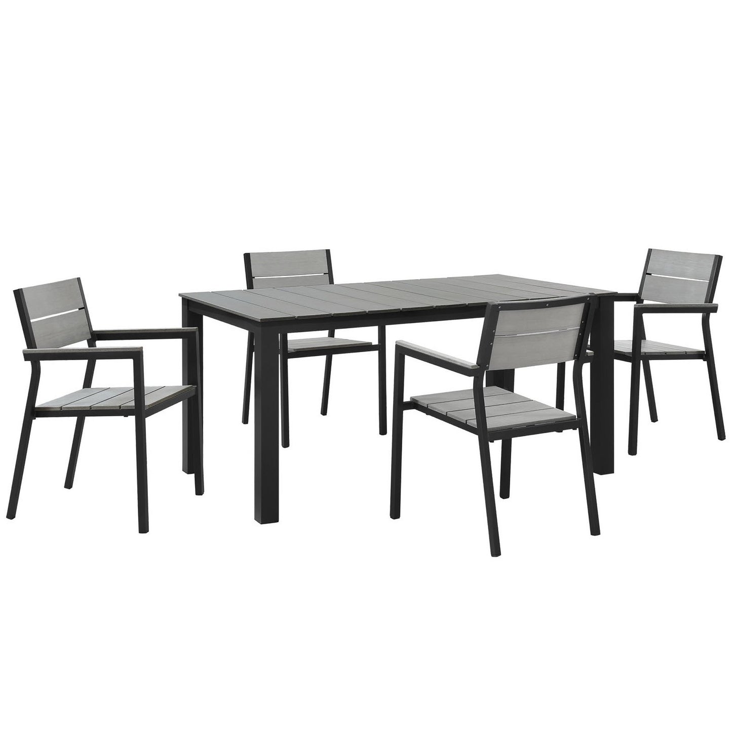 Modway Outlet Maine 5 Piece Outdoor Patio Dining Set by Modway  Outdoor Furniture Furniture Brown Gray - EEI-1747-BRN-GRY-SET