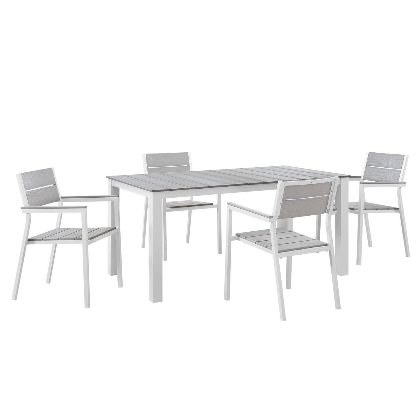 Modway Outlet Maine 5 Piece Outdoor Patio Dining Set by Modway  Outdoor Furniture Furniture White Light Gray - EEI-1747-WHI-LGR-SET