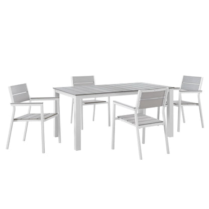 Modway Outlet Maine 5 Piece Outdoor Patio Dining Set by Modway  Outdoor Furniture Furniture White Light Gray - EEI-1747-WHI-LGR-SET