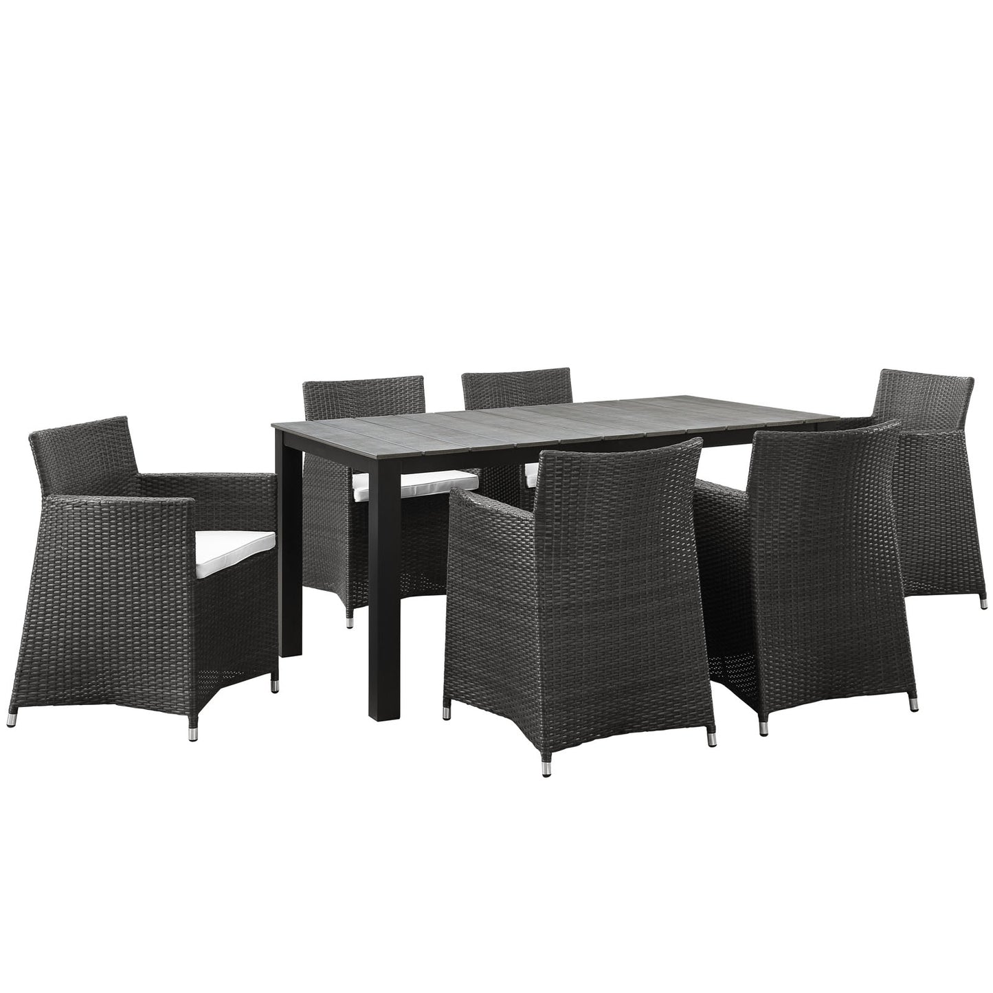 Modway Outlet Junction 7 Piece Outdoor Patio Dining Set by Modway  Outdoor Furniture Furniture Brown White - EEI-1748-BRN-WHI-SET