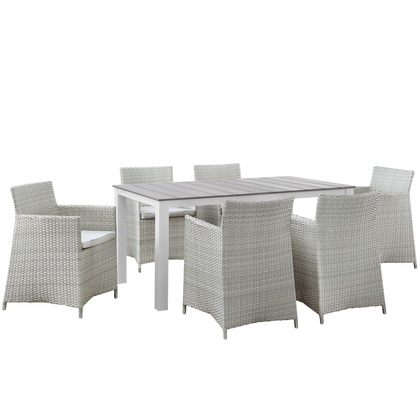 Modway Outlet Junction 7 Piece Outdoor Patio Dining Set by Modway  Outdoor Furniture Furniture Gray White - EEI-1748-GRY-WHI-SET