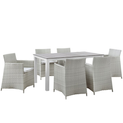 Modway Outlet Junction 7 Piece Outdoor Patio Dining Set by Modway  Outdoor Furniture Furniture Gray White - EEI-1748-GRY-WHI-SET