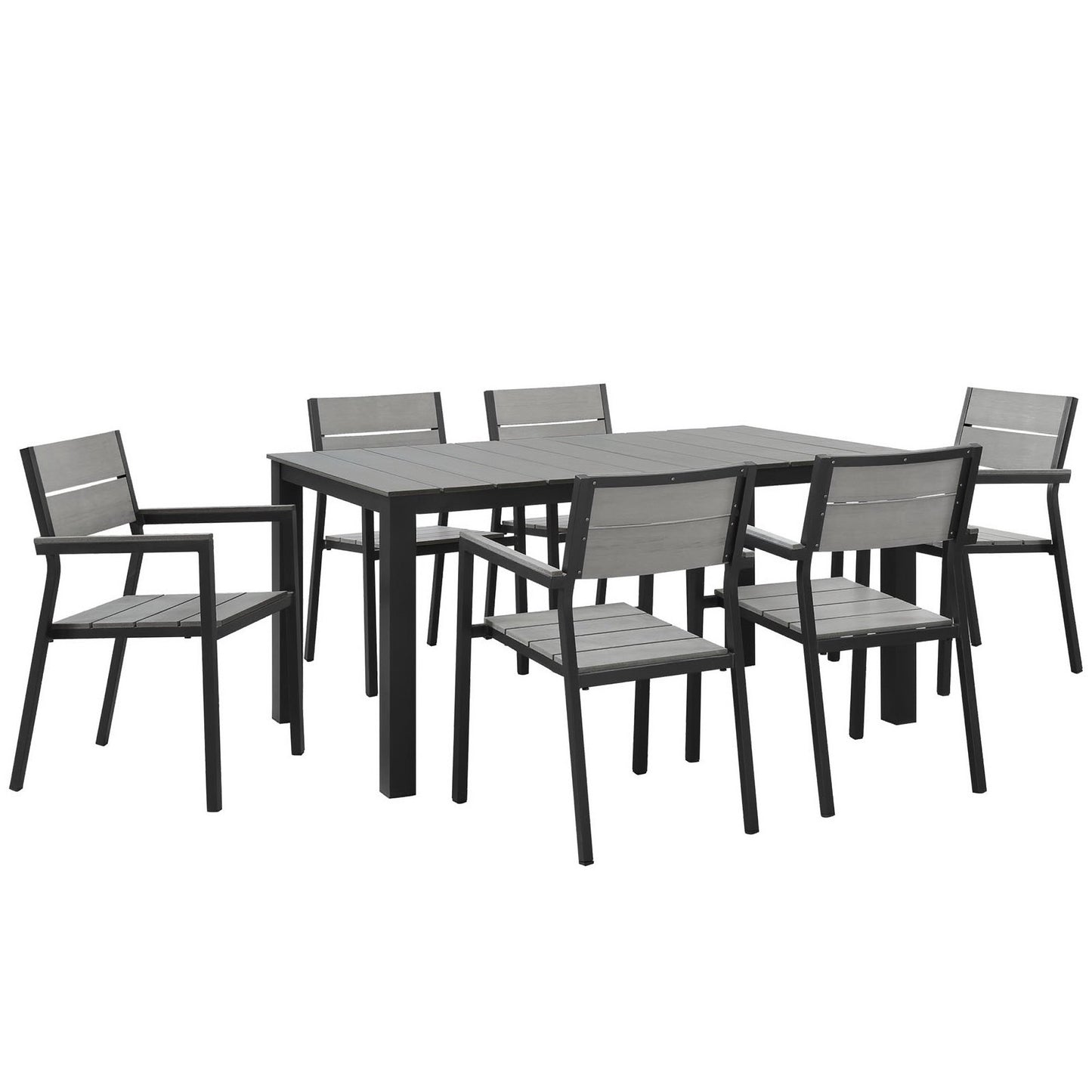 Modway Outlet Maine 7 Piece Outdoor Patio Dining Set by Modway  Outdoor Furniture Furniture Brown Gray - EEI-1749-BRN-GRY-SET