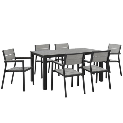 Modway Outlet Maine 7 Piece Outdoor Patio Dining Set by Modway  Outdoor Furniture Furniture Brown Gray - EEI-1749-BRN-GRY-SET