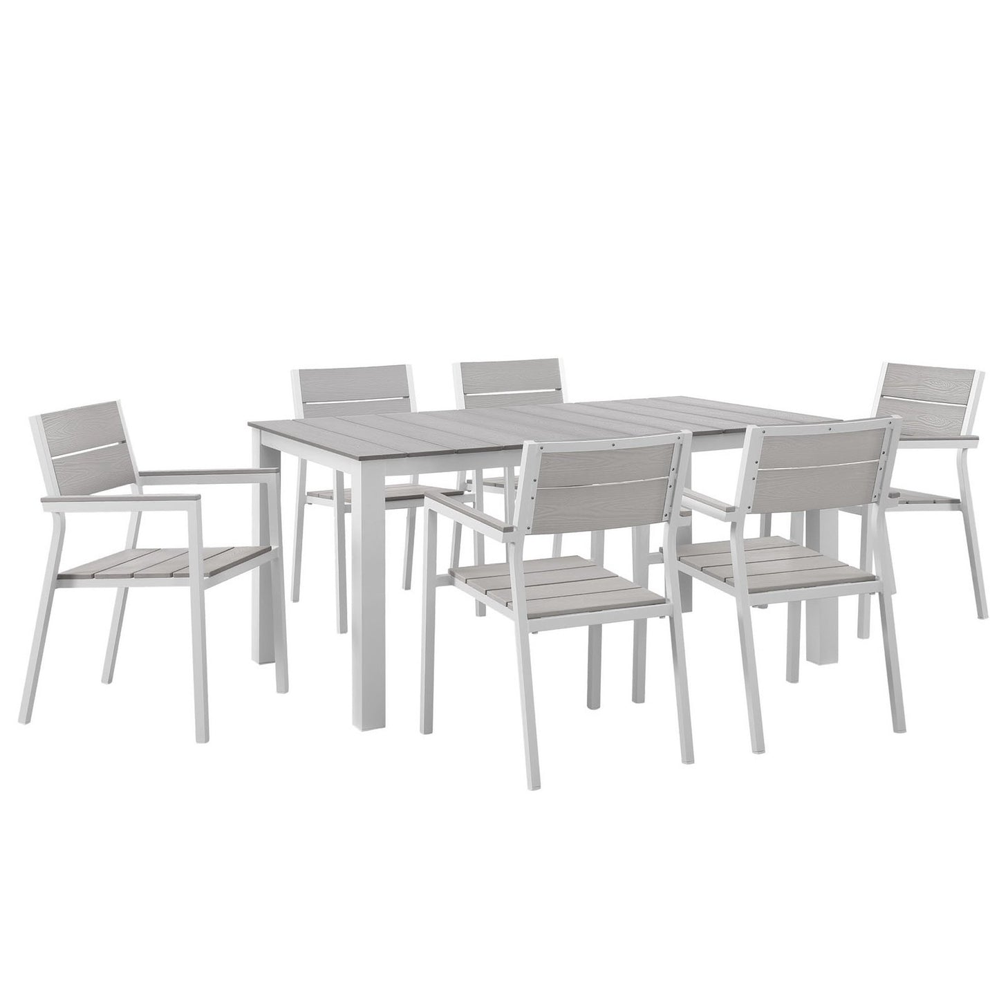 Modway Outlet Maine 7 Piece Outdoor Patio Dining Set by Modway  Outdoor Furniture Furniture White Light Gray - EEI-1749-WHI-LGR-SET