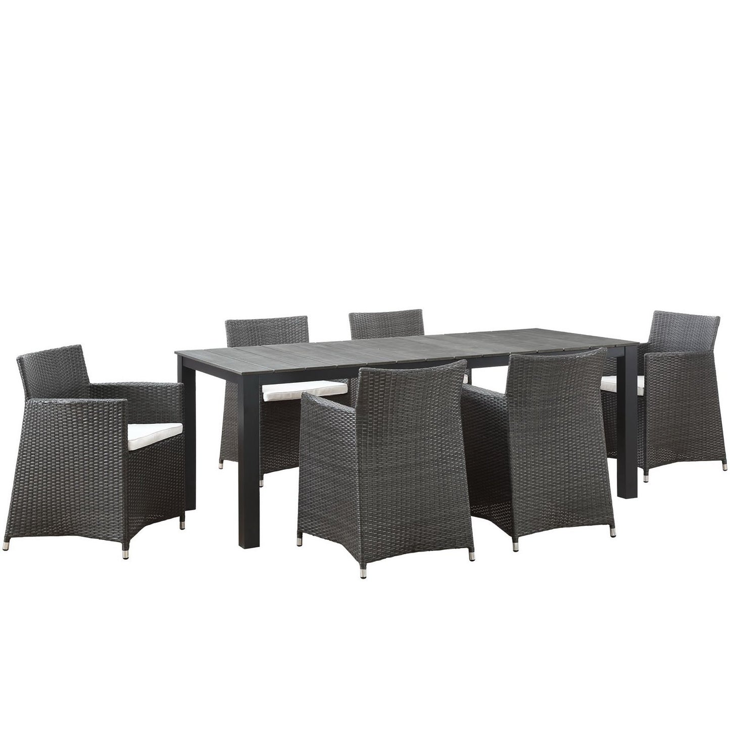 Modway Outlet Junction 7 Piece Outdoor Patio Dining Set by Modway  Outdoor Furniture Furniture Brown White - EEI-1750-BRN-WHI-SET