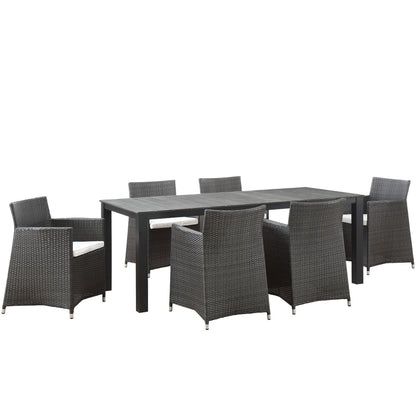 Modway Outlet Junction 7 Piece Outdoor Patio Dining Set by Modway  Outdoor Furniture Furniture Brown White - EEI-1750-BRN-WHI-SET
