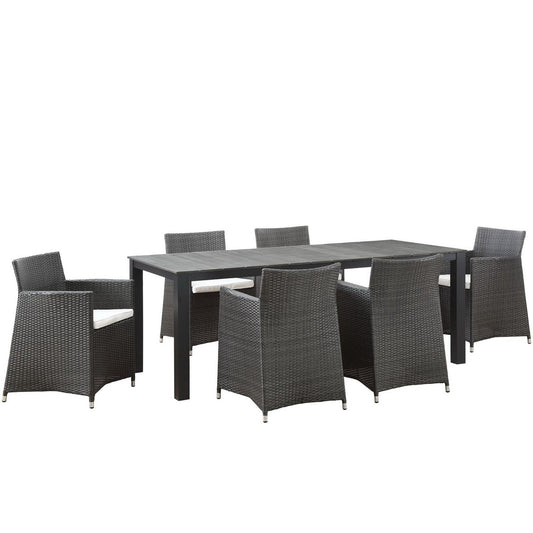 Modway Outlet Junction 7 Piece Outdoor Patio Dining Set by Modway  Outdoor Furniture Furniture Brown White - EEI-1750-BRN-WHI-SET