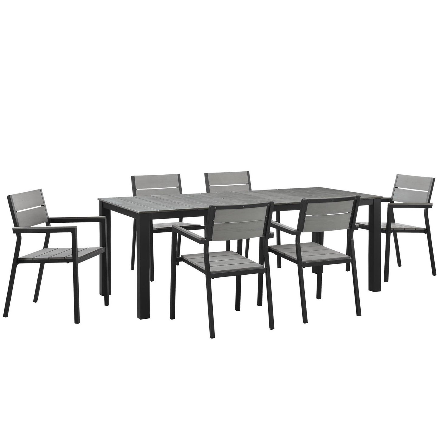 Modway Outlet Maine 7 Piece Outdoor Patio Dining Set by Modway  Outdoor Furniture Furniture Brown Gray - EEI-1751-BRN-GRY-SET