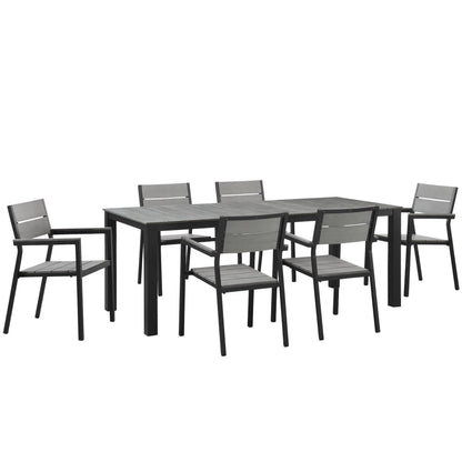 Modway Outlet Maine 7 Piece Outdoor Patio Dining Set by Modway  Outdoor Furniture Furniture Brown Gray - EEI-1751-BRN-GRY-SET