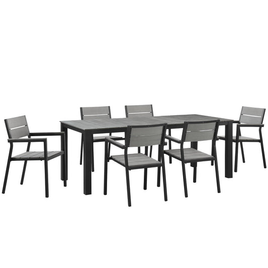 Modway Outlet Maine 7 Piece Outdoor Patio Dining Set by Modway  Outdoor Furniture Furniture Brown Gray - EEI-1751-BRN-GRY-SET