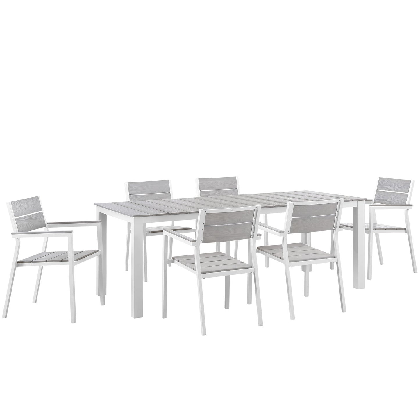 Modway - Maine 7 Piece Outdoor Patio Dining Set by Modway  Outdoor Furniture Bar and Dining Gray - EEI-1751-WHI-LGR-SET