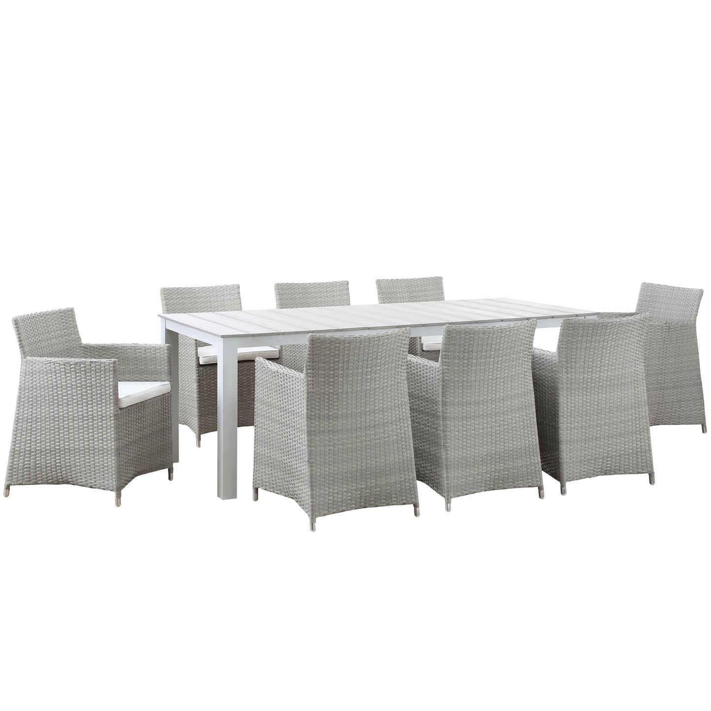 Modway Outlet Junction 9 Piece Outdoor Patio Dining Set by Modway  Outdoor Furniture Furniture Gray White - EEI-1752-GRY-WHI-SET