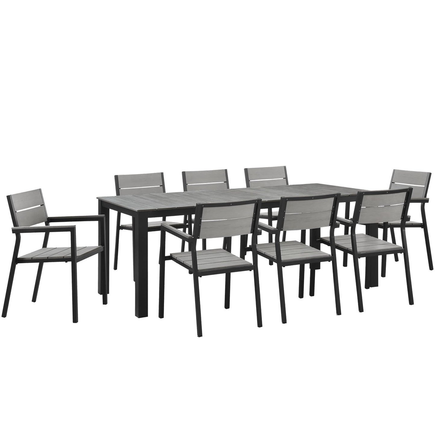 Modway Outlet Maine 9 Piece Outdoor Patio Dining Set by Modway  Outdoor Furniture Furniture Brown Gray - EEI-1753-BRN-GRY-SET
