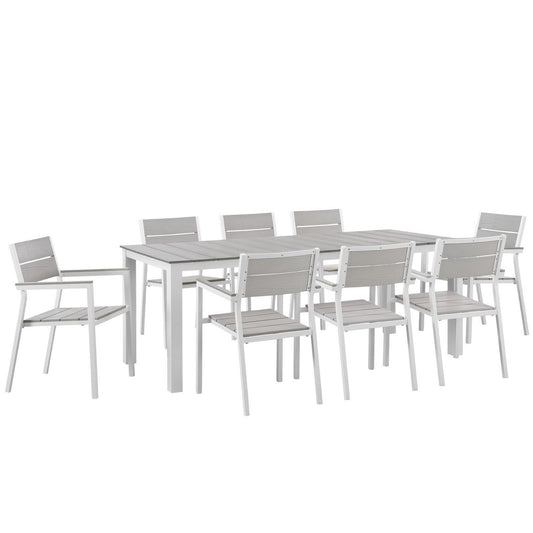 Modway - Maine 9 Piece Outdoor Patio Dining Set by Modway  Outdoor Furniture Bar and Dining White - EEI-1753-WHI-LGR-SET