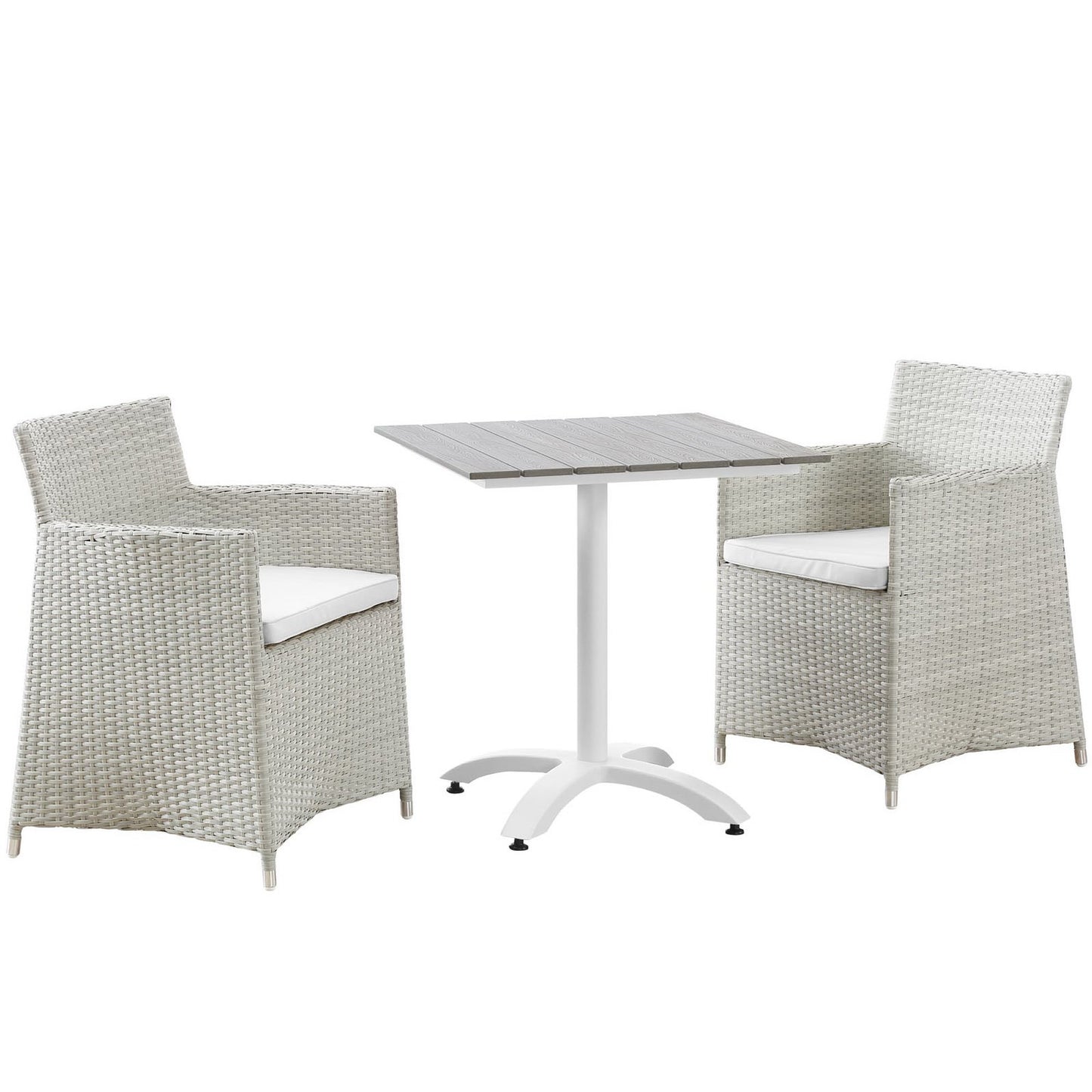 Modway Outlet Junction 3 Piece Outdoor Patio Dining Set by Modway  Outdoor Furniture Furniture Gray White - EEI-1758-GRY-WHI-SET