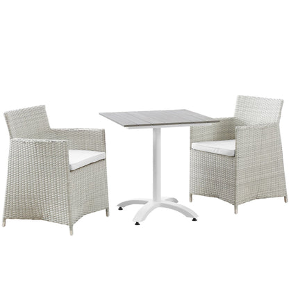 Modway Outlet Junction 3 Piece Outdoor Patio Dining Set by Modway  Outdoor Furniture Furniture Gray White - EEI-1758-GRY-WHI-SET