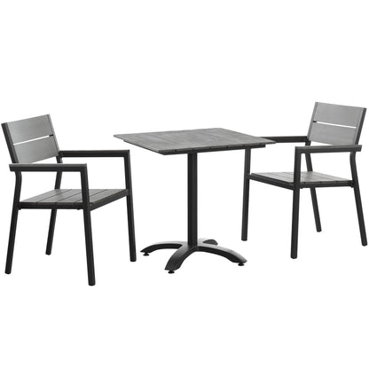 Modway Outlet Maine 3 Piece Outdoor Patio Dining Set by Modway  Outdoor Furniture Furniture Brown Gray - EEI-1759-BRN-GRY-SET