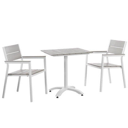 Modway - Maine 3 Piece Outdoor Patio Dining Set by Modway  Outdoor Furniture Bar and Dining White - EEI-1759-WHI-LGR-SET