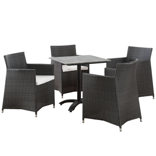 Modway Outlet Junction 5 Piece Outdoor Patio Dining Set by Modway  Outdoor Furniture Furniture Brown White - EEI-1760-BRN-WHI-SET
