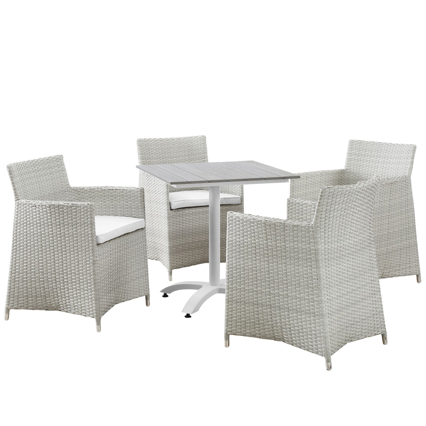 Modway Outlet Junction 5 Piece Outdoor Patio Dining Set by Modway  Outdoor Furniture Furniture Gray White - EEI-1760-GRY-WHI-SET