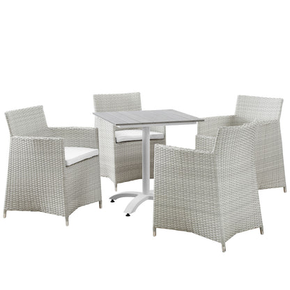 Modway Outlet Junction 5 Piece Outdoor Patio Dining Set by Modway  Outdoor Furniture Furniture Gray White - EEI-1760-GRY-WHI-SET
