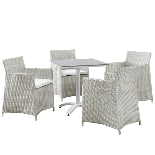 Modway Outlet Junction 5 Piece Outdoor Patio Dining Set by Modway  Outdoor Furniture Furniture Gray White - EEI-1760-GRY-WHI-SET