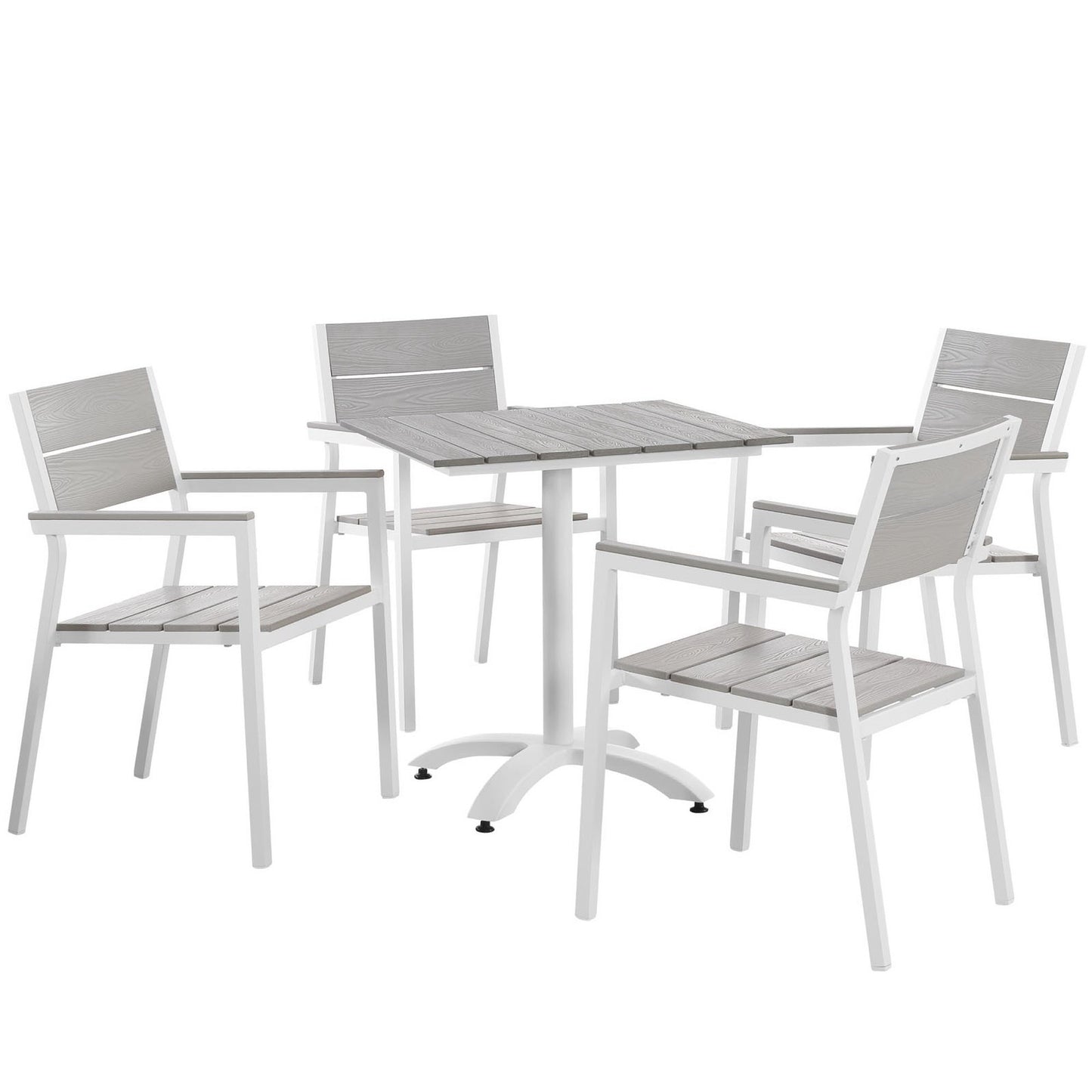 Modway - Maine 5 Piece Outdoor Patio Dining Set by Modway  Outdoor Furniture Bar and Dining Gray - EEI-1761-WHI-LGR-SET