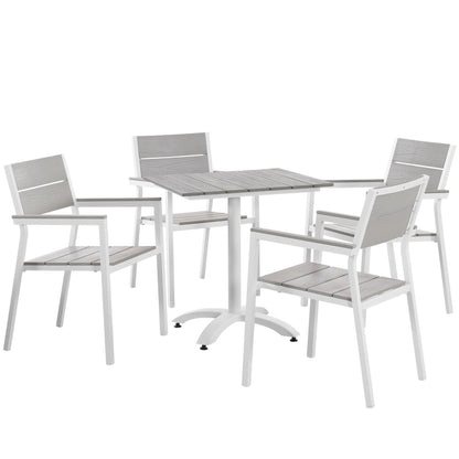 Modway - Maine 5 Piece Outdoor Patio Dining Set by Modway  Outdoor Furniture Bar and Dining Gray - EEI-1761-WHI-LGR-SET