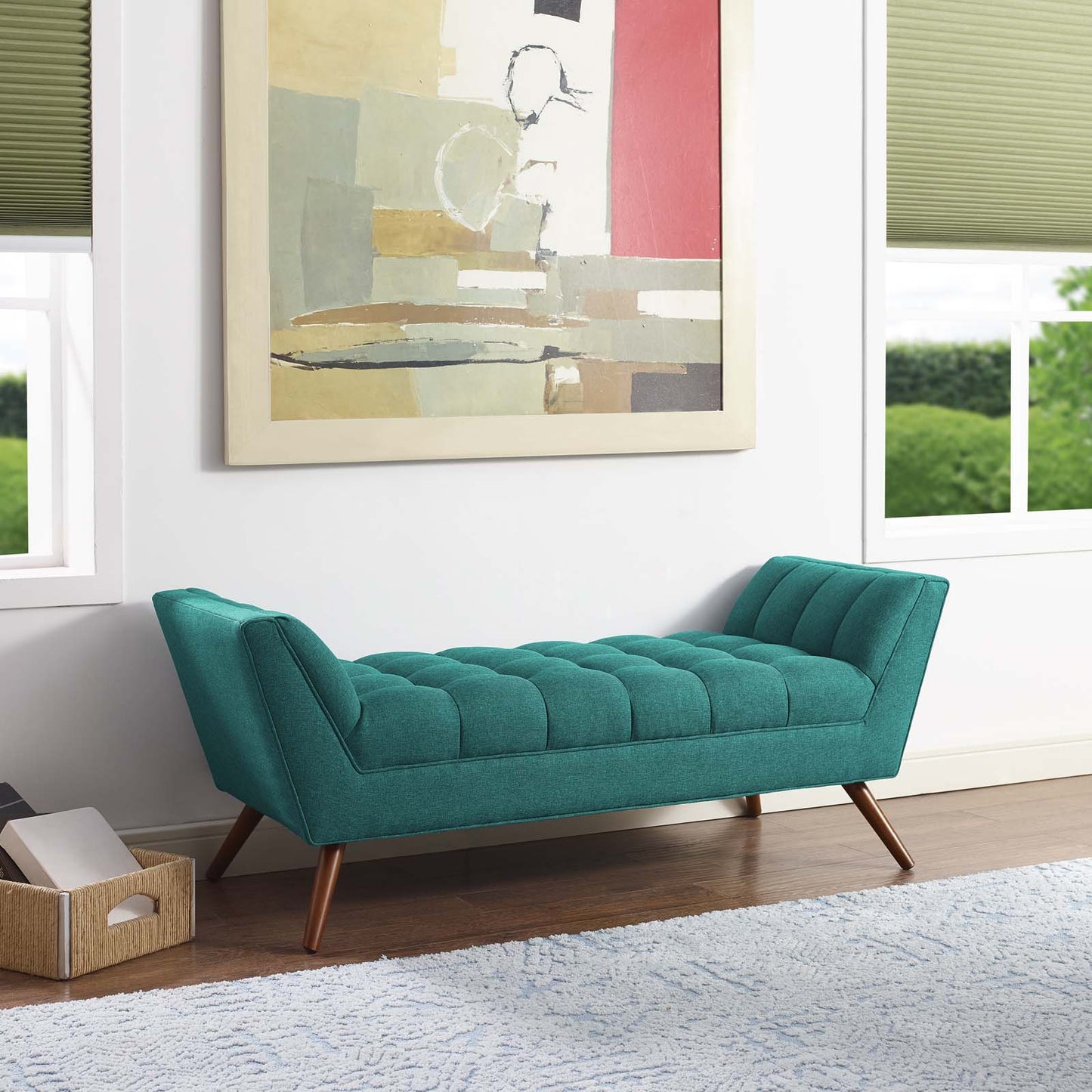 Modway Outlet Response Medium Upholstered Fabric Bench by Modway  Living Room Furniture Teal - EEI-1789-TEA