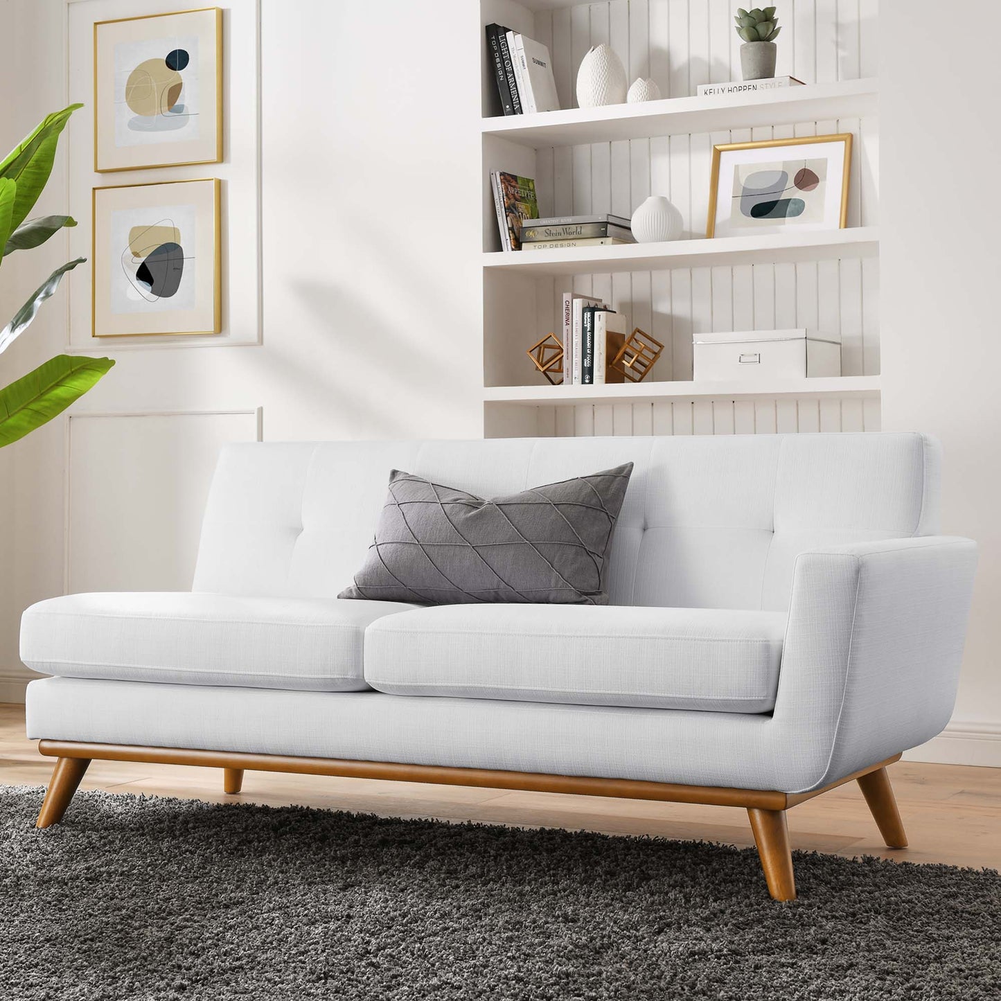 Modway Outlet Engage Right-Arm Upholstered Fabric Loveseat by Modway  Living Room Furniture White - EEI-1792-WHI