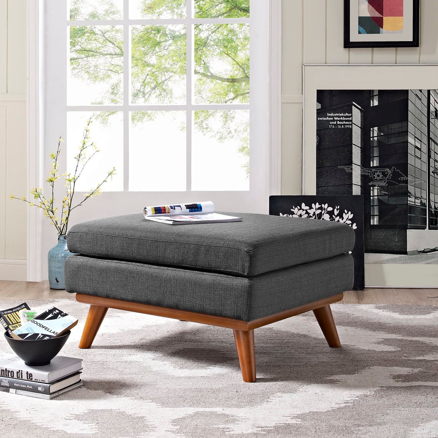 Modway - Engage Upholstered Fabric Ottoman by Modway  Living Room Sofas and Armchairs Gray - EEI-1797-DOR