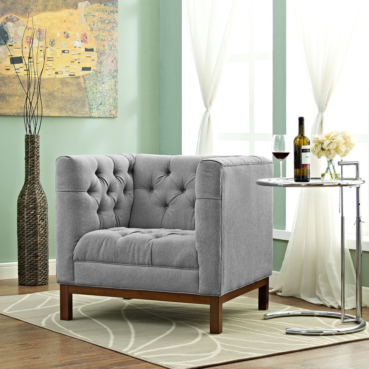 Modway Outlet Panache Upholstered Fabric Armchair by Modway  Living Room Furniture Expectation Gray - EEI-1801-GRY