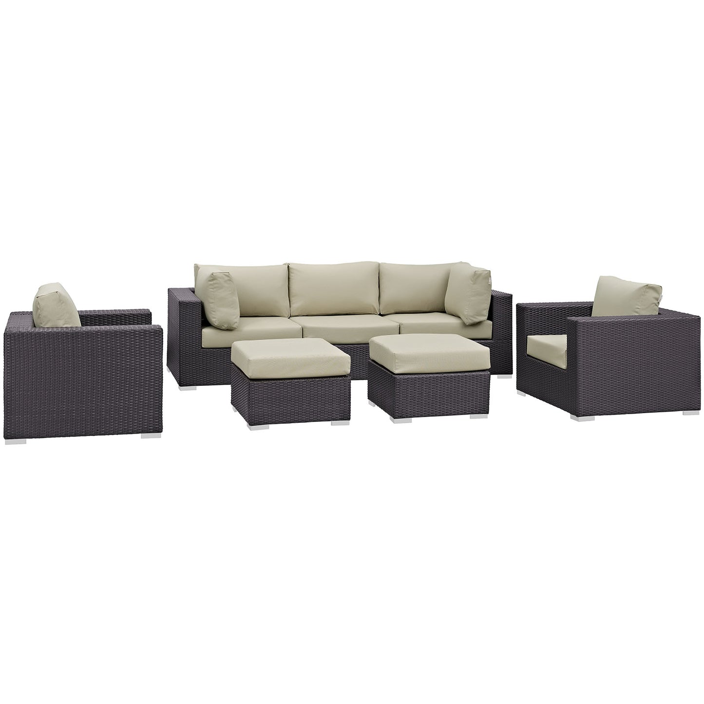 Modway - Gather 7 Piece Outdoor Patio Sectional Set by Modway  Outdoor Furniture Sofa Sectionals Brown - EEI-1808-EXP-BEI-SET