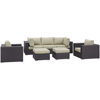Modway - Gather 7 Piece Outdoor Patio Sectional Set by Modway  Outdoor Furniture Sofa Sectionals Brown - EEI-1808-EXP-BEI-SET