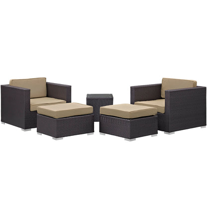 Modway - Convene 5 Piece Outdoor Patio Sectional Set by Modway  Outdoor Furniture Sofa Sectionals Brown - EEI-1809-EXP-MOC-SET