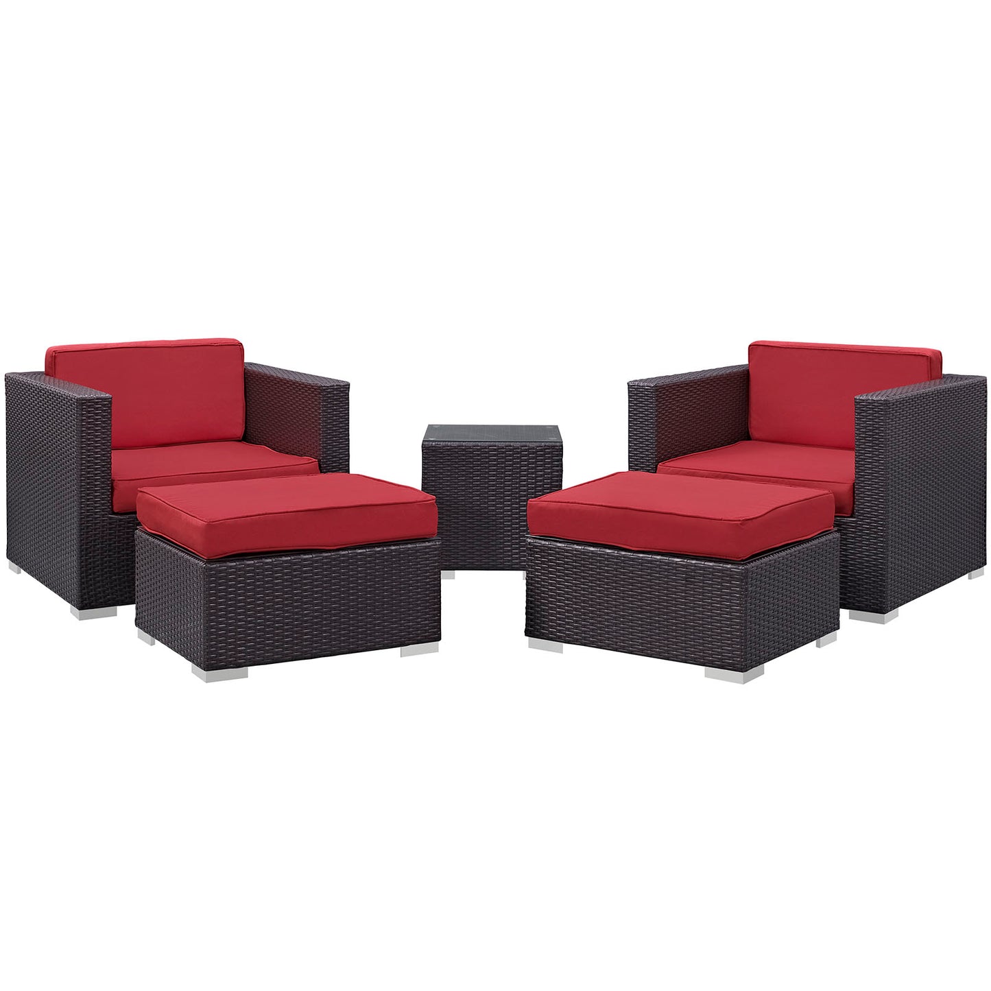 Modway Outlet Convene 5 Piece Outdoor Patio Sectional Set by Modway  Outdoor Furniture Furniture Espresso Red - EEI-1809-EXP-RED-SET