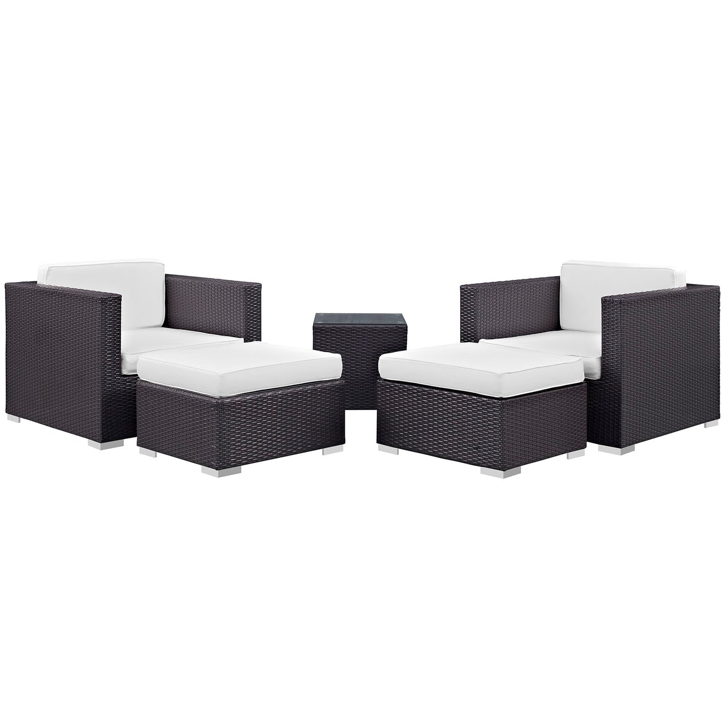 Modway - Convene 5 Piece Outdoor Patio Sectional Set by Modway  Outdoor Furniture Sofa Sectionals White - EEI-1809-EXP-WHI-SET