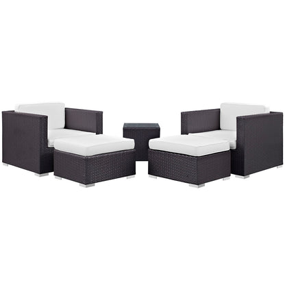 Modway - Convene 5 Piece Outdoor Patio Sectional Set by Modway  Outdoor Furniture Sofa Sectionals White - EEI-1809-EXP-WHI-SET