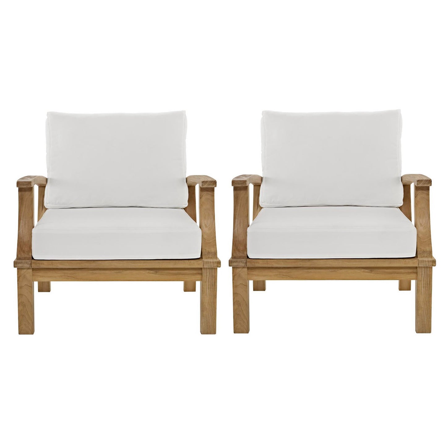 Modway - Marina 2 Piece Outdoor Patio Teak Set by Modway  Outdoor Furniture Sofa Sectionals White - EEI-1819-NAT-WHI-SET