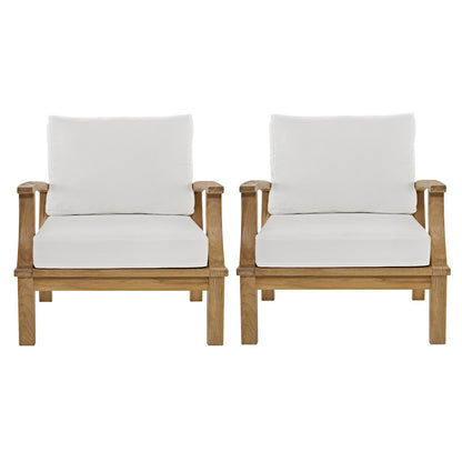 Modway - Marina 2 Piece Outdoor Patio Teak Set by Modway  Outdoor Furniture Sofa Sectionals White - EEI-1819-NAT-WHI-SET