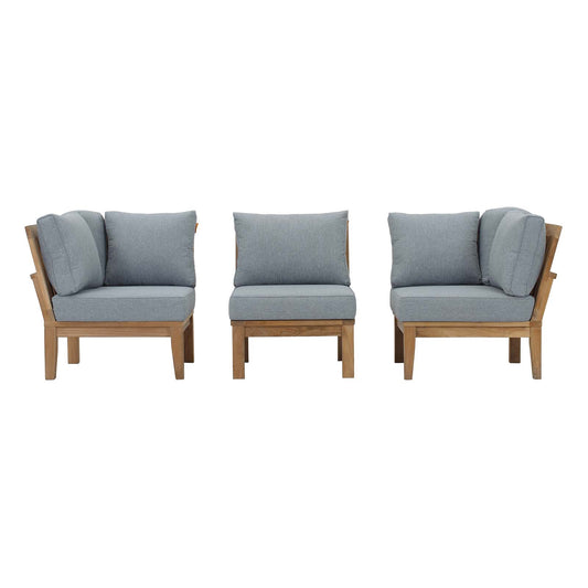 Modway - Marina 3 Piece Outdoor Patio Teak Set by Modway  Outdoor Furniture Sofa Sectionals Gray - EEI-1820-NAT-GRY-SET