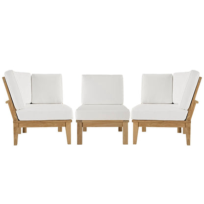 Modway - Marina 3 Piece Outdoor Patio Teak Set by Modway  Outdoor Furniture Sofa Sectionals White - EEI-1820-NAT-WHI-SET