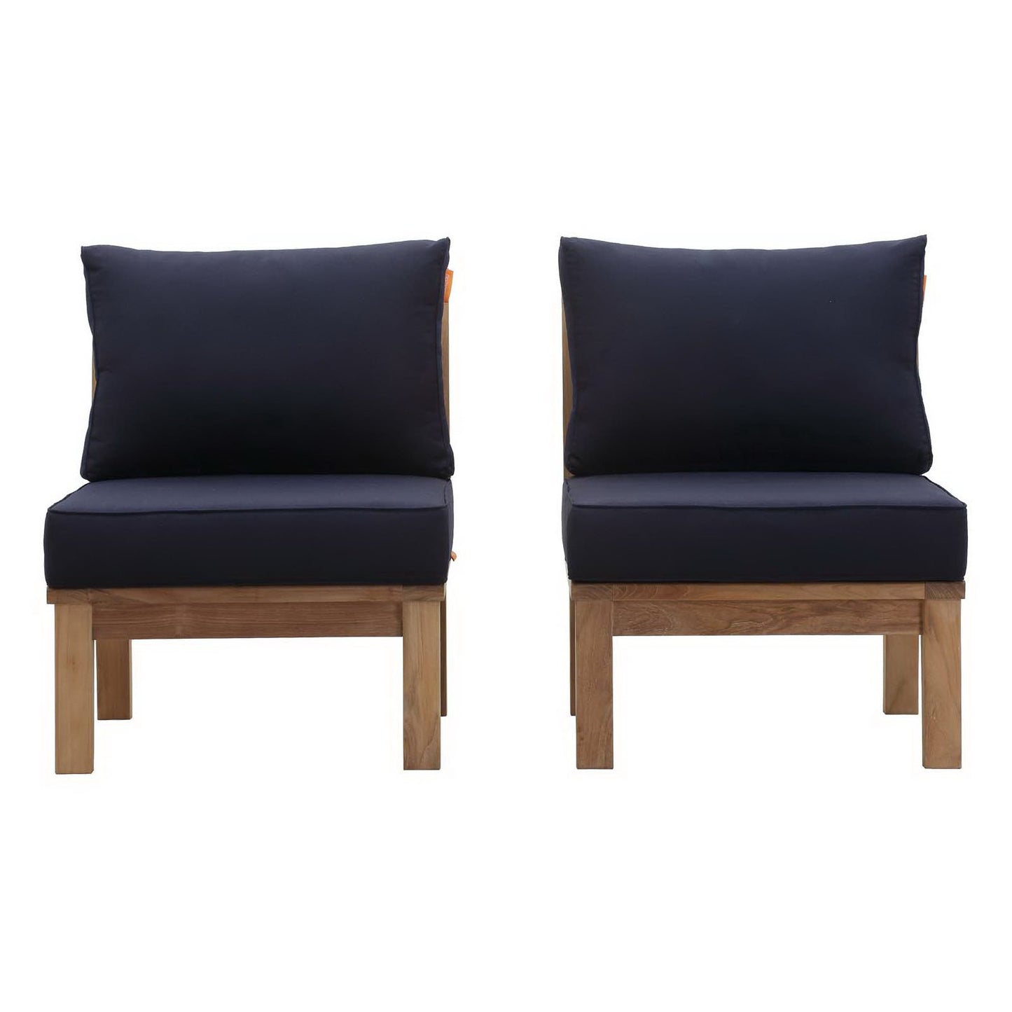 Modway - Marina 2 Piece Outdoor Patio Teak Set by Modway  Outdoor Furniture Sofa Sectionals Blue - EEI-1821-NAT-NAV-SET