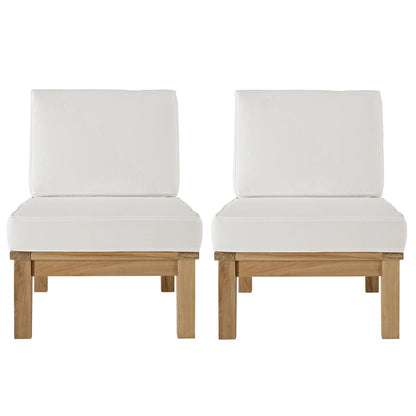 Modway - Marina 2 Piece Outdoor Patio Teak Set by Modway  Outdoor Furniture Sofa Sectionals White - EEI-1821-NAT-WHI-SET