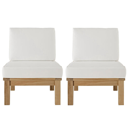 Modway - Marina 2 Piece Outdoor Patio Teak Set by Modway  Outdoor Furniture Sofa Sectionals White - EEI-1821-NAT-WHI-SET