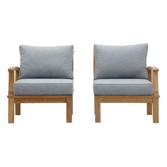 Modway - Marina 2 Piece Outdoor Patio Teak Set by Modway  Outdoor Furniture Sofa Sectionals Gray - EEI-1822-NAT-GRY-SET
