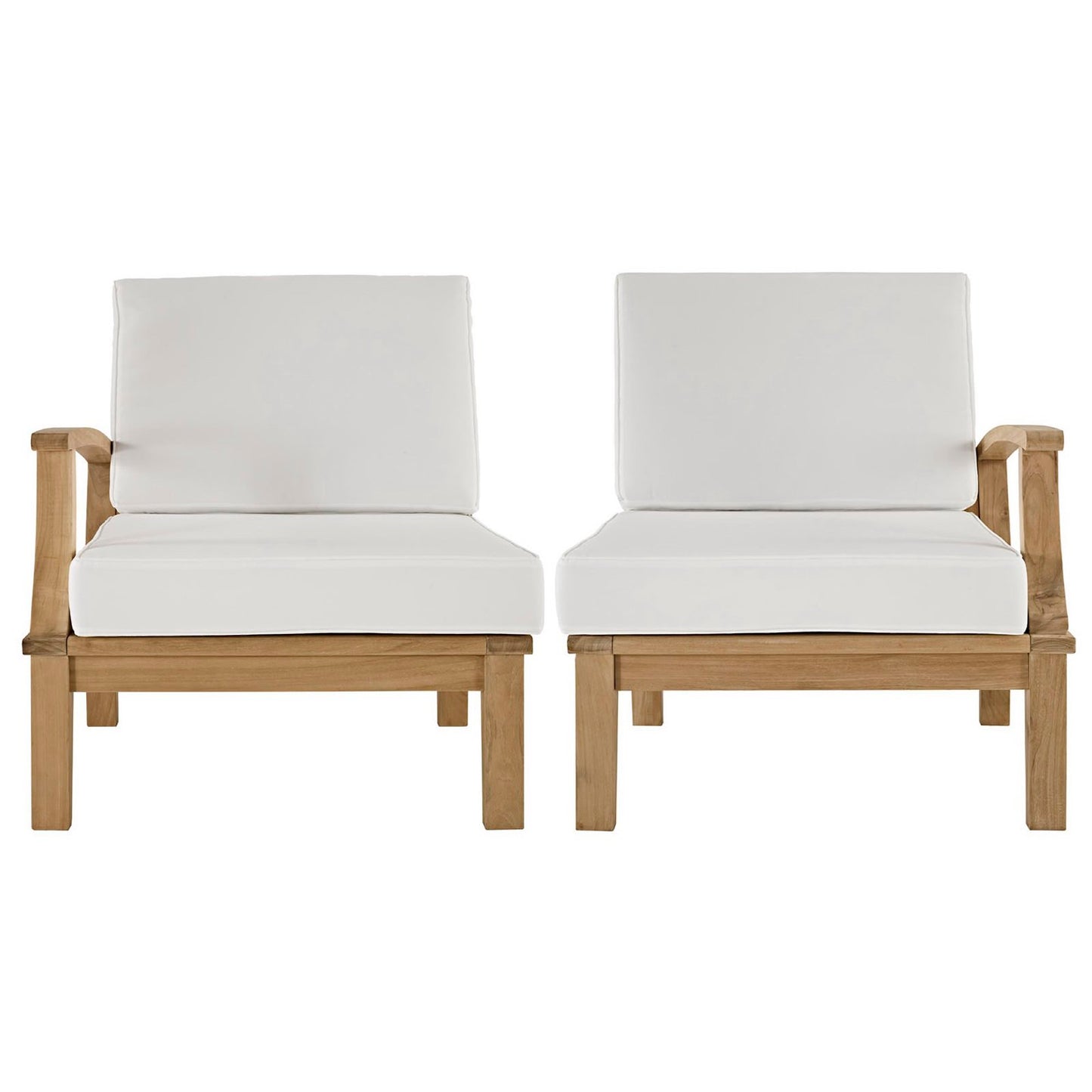 Modway - Marina 2 Piece Outdoor Patio Teak Set by Modway  Outdoor Furniture Sofa Sectionals White - EEI-1822-NAT-WHI-SET