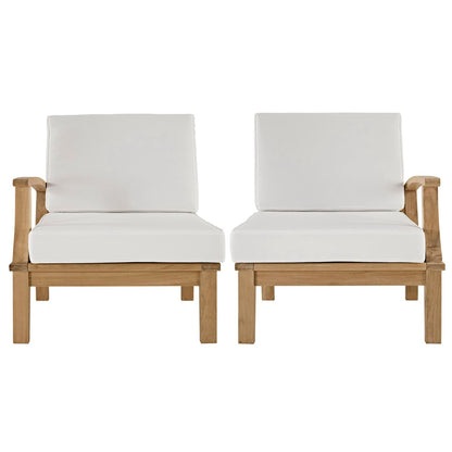 Modway - Marina 2 Piece Outdoor Patio Teak Set by Modway  Outdoor Furniture Sofa Sectionals White - EEI-1822-NAT-WHI-SET