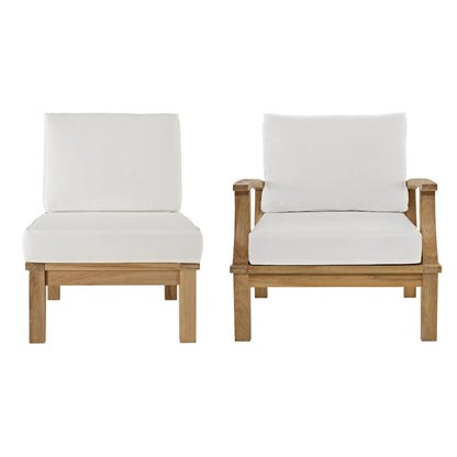 Modway - Marina 2 Piece Outdoor Patio Teak Set by Modway  Outdoor Furniture Sofa Sectionals White - EEI-1823-NAT-WHI-SET